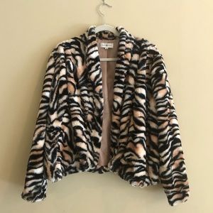 Kate Rosy Tiger Print Teddy Jacket
